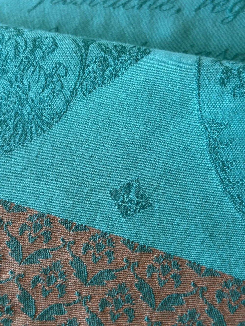 Jacquard Francais Teal and Copper Jacquard Tea Towel